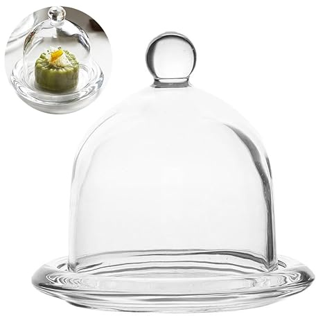 STOBAZA Clear Glass Cake Tray with Dome Cover Decorative Round Dessert and Fruit Display Stand for Parties and Events for Cakes Snacks and Pastries