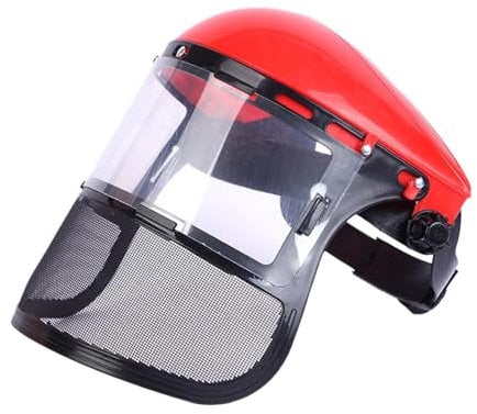 YsXoWiui Chain Saw Face Shield Protective Hat Sturdy, Guards Forestry Face Shield Chain Saw Protective Shield for Farming Weeding, Red