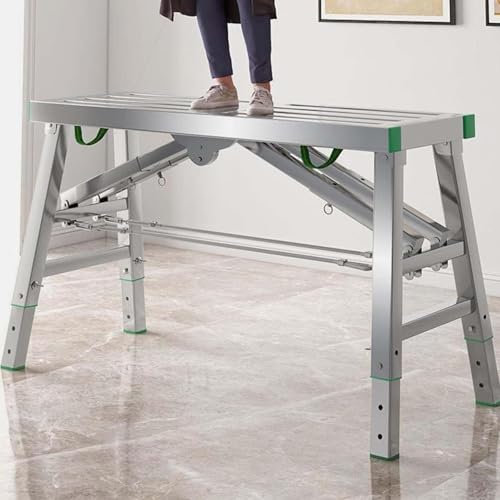 Piattaforma di Lavoro Pieghevole-Ponteggio Regolabilepiattaforma da Lavoro Regolabile in Altezza in Acciaio-Carico Massimo 400 kg,A-140x38cm