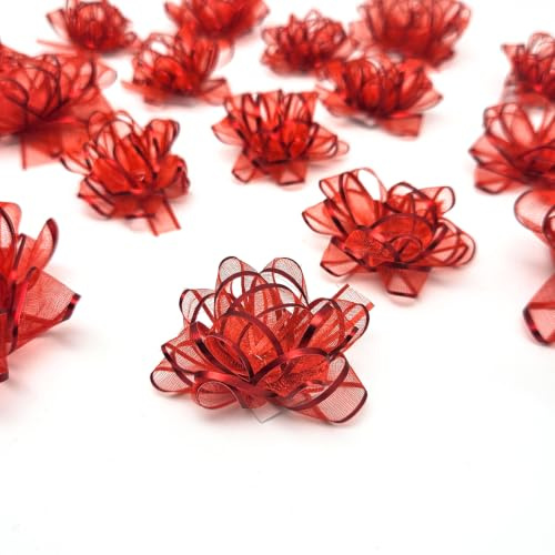 ZYOOO Geschenkschleife Rot,18 Stück Selbstklebend Geschenk-Schleifen zur Weihnachten, Geburtstagen und Hochzeiten Geschenkedeko