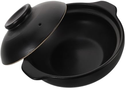 Amosfun Pentola in Argilla Donabe con Casseruola in Terracotta per Cucina Riscaldamento Uniforme e Conservazione Calore per Piatti Coreani e Giapponesi
