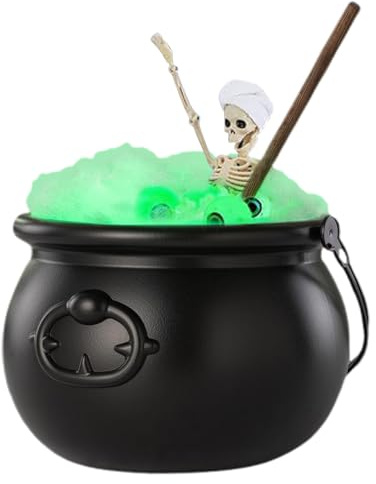 Hexenkessel, Kesseldekoration für Halloween – Dekoration mit Licht 7 Farben mit Fernbedienung für Tisch, Innenbereich, Küche, Partyraum, Außenbereich