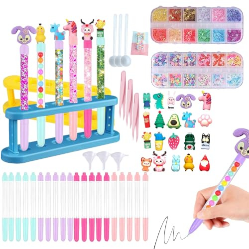20 Piezas Laboratorio de Bolígrafos Rotuladores, Fabrica de Boligrafos Personalizados con 60+ Accesorios, Manualidades Niños 6 Años, Juguetes & Regalos para Niñas 5 6 7 8 9 10 Años