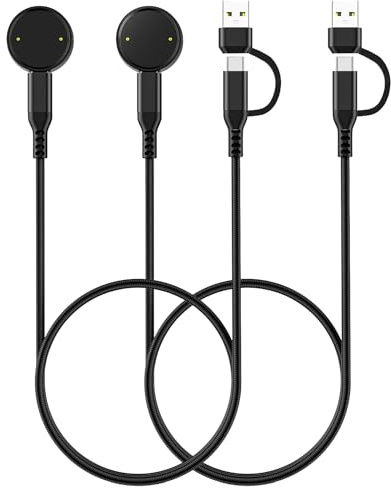 TiMOVO Caricabatterie Compatibile con Amazfit Bip 6/Active 2, 1m | Cavo di Ricarica Sostitutivo, 2 in 1 di Tipo C, Con Supporto Dock per Smartwatch