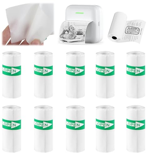 10 Rollen Thermopapier für Kinder Kamera 57 × 25 mm, Selbstklebende Aufkleber Drucker, BPA‑freies Thermopapier Kinderkamera, Rollen Thermorollen Selbstklebend für Mini Drucker Kinder Sofortbildkameras