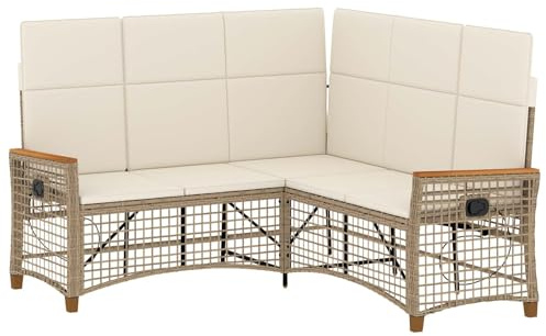 vidaXL Garten Liegesofa Set Beige und Cremeweiß 164 x 164 x 112 cm, Modernes Garten- und Terrassen-Sofa-Set, rechteckiges Outdoor-Loungesofa, langlebiges, wetterbeständiges Liegesofa, Gartenmöbel