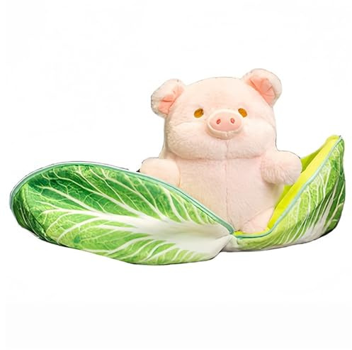KUKUShining Schweinchen Plüsch, Niedliches Stofftier Mit Kohl Schweinchen Kuscheltier Weiches Dekokissen Plüschtier Für Zuhause