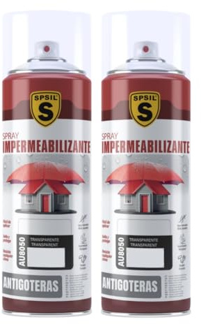 SPSIL Spray Sellador Impermeable Transparente 400ml(pack of 2),Spray Impermeabilizante Multisuperficie Antigoteo Anti-UV, Secado Rápido, Interior y Exterior, Repara Grietas y Fugas