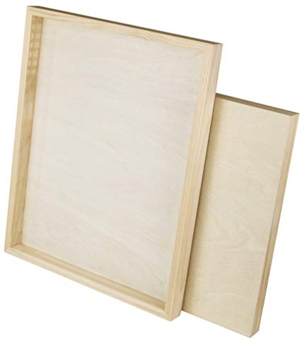 Paintersisters® Malgrund aus Holz, 2 Stück je 40 x 50 cm, 3D Optik - 38mm stark, Malplatte aus Holz, Holzleinwand, Ulmer Holzmalgrund