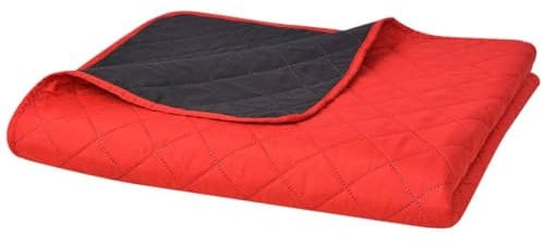 vidaXL Zweiseitige Tagesdecke Steppdecke Bettüberwurf Rot und Schwarz 230x260cm
