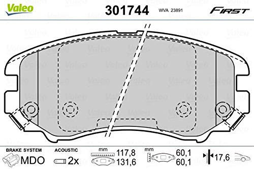 VALEO - Brake pads First - 301744 - Set of 4 pads - Front axle - Fully equipped with mounted accessories