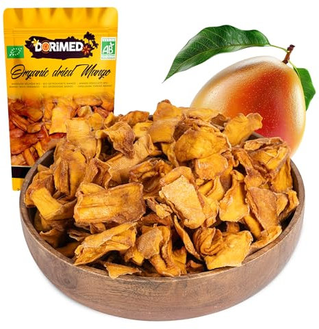 Strisce Di Mango Essiccato Senza Zucchero 1Kg Qualità Superiore. Chips Secchi Di Mango Disidratato, Semplicemente Frutta Disidratata, Senza Zucchero, Vegano, Gusto Extra Sano - Dorimed