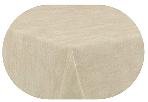 DecoHomeTextil Heimtextilmanufaktur Gartentischdecke Tischdecke Sabrina Oval Creme Beige 135 x 200 cm mit Lotus Effekt Größe & Farbe wählbar