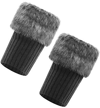 Women Girls Warm Boot Cuffs Short Crochet Boot Cover Ladies Soft and Comfortable Boot Socks Cuff Toppers Snow Socks Faux Fur Knitted Short Twist Leg Warmers Boot Cuff Toppers