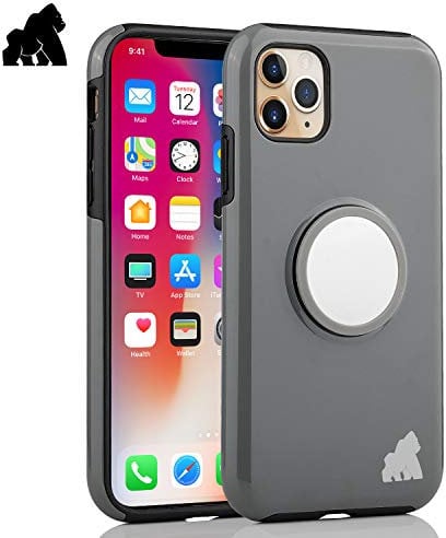 Gorilla Tech Silicone Cover for iPhone XS Case And Screen Protector 5.8 inch Popup Finger Holder Stand Anti Scratch Ultra Slim Shockproof Shockproof Survivor Tempered Glass Grey Colour 3 Pack