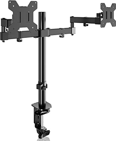 Bracwiser Soporte Doble para Monitor de 13-27 Pulgadas VESA 75/100mm, Ajustable en Altura Brazo Giratorio Inclinable, para Escritorio - MD7442