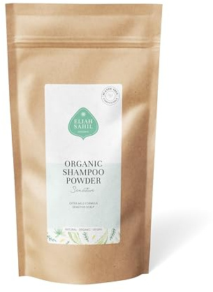 ELIAH SAHIL Bio Pulvershampoo Sensitiv 250g – Nachfüllpackung, Trockenpulvershampoo für empfindliche Kopfhaut, hypoallergen, pH-neutral, mit Aloe Vera & Kamille, ohne Tenside und Duftstoffe
