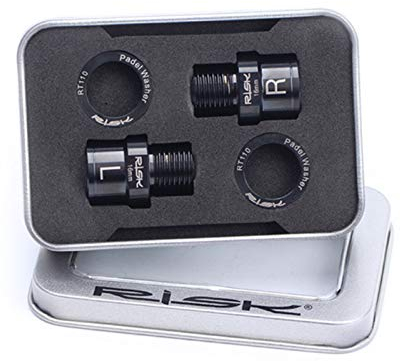 Fahrrad PedalVerlängerungs Set, 16mm Pedalverlängerungs-Abstandshalter, Pedalverlängerungsset aus Titanlegierung mit Aufbewahrungsbox, Pedal platten-Abstandshalter-Adapter für MTB und Rennräder (16mm)