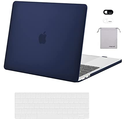 MOSISO Kompatibel mit MacBook Pro 13 Zoll Hülle 2026-2016 M2 M1 A2338 A2289 | A2251 A2159 A1989 A1706 A1708, Hartschale für MacBook Pro 13 Hülle&Tastaturschutz&Webcam Abdeckung&Beutel, Navy Blau