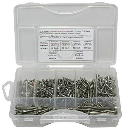 Sortimente Set Spanplattenschrauben/Ø 3,5 mm/Edelstahl A2 V2A / Holzschrauben Universalschrauben/Torx