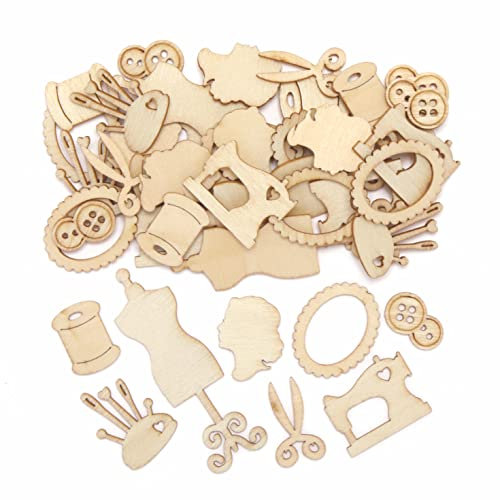 Baker Ross AX893 Mini Forme da Sarta - Pacco da 64, Prodotti d’Artigianato in Legno per Progettare, Colorare e Decorare i Biglietti d’Auguri e Altri Oggetti