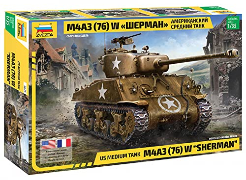 Zvezda 3676 1:35 M4A3 (76) W Sherman - Modellbausatz,Plastikbausatz, Bausatz zum Zusammenbauen, detaillierte Nachbildung, Unlackiert