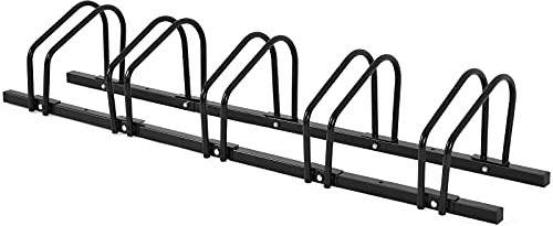 COSTWAY Fahrradständer Standparker Bodenständer Aufstellständer mit 4/5/6 Fahrrad Stellplätze, Mehrfachständer Stahl für Garage und Garten (Für 5 Fahrräder, Schwarz)