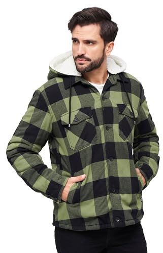 Brandit Lumber Jacket Hooded, Uomo, black+oliv, XL