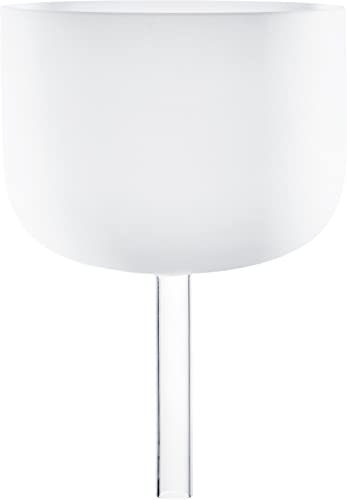 Cuenco de cristal de 10 pulgadas con asa, chakra del corazón 432 Hz / F4, piedra preciosa blanca esmerilada (cuarzo) con larga resonancia, para terapia de curación de sonido, yoga y meditación