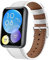 Bracelet en cuir compatible avec Huawei Watch Fit 2 - Pour homme et femme - Véritable bracelet de rechange avec bracelet de montre pour Huawei Watch Fit 2 (blanc)