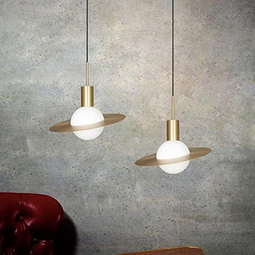 Winlams Modern Flying Saucer Planet Chandelier Pendant Light Luxury Planet Lamp Restaurant Bedroom Bedside Clothing Store Bar Creative Golden Chandelier