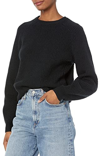 Amazon Essentials Jersey acanalado con cuello redondo Mujer, Negro, XL