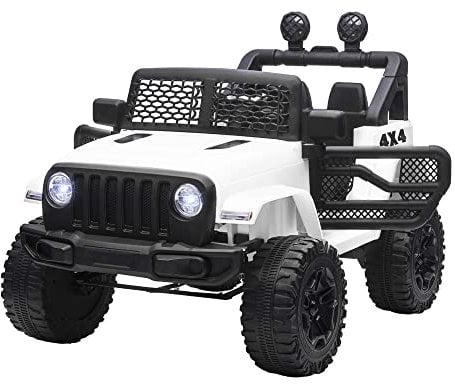 HOMCOM Voiture électrique pour Enfants Roue arrière motrice 12 V 5 km/h Max. avec télécommande Son et Effet Lumineux dim 100L x 65l x 72H cm Blanc