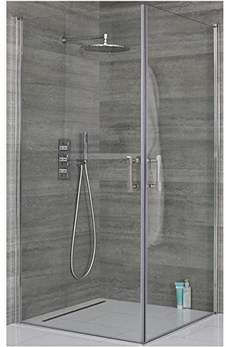 MILANO Chrome Corner Double Hinged Door Shower Enclosure 700 x 700mm | Toughened Glass Panels. Aluminium Profile. Contemporary Style. Frameless Design. Corner Installation.