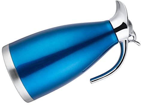 KICHOUSE Bouteille d'eau en verre thermique - Bouteille d'eau en acier inoxydable - Pichet à café avec couvercle - Pichet à eau sous vide - Bouteille d'eau - Bouilloire à jus d'orange - Bleu