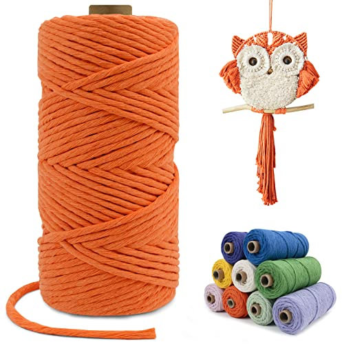 LEREATI Makramee Garn Orange, Makramee Garn 4mm x 100m Einfach Gedrehte Baumwollkordel Baumwollschnur, Makrameegarn für Makramee Wandbehang, Hängepflanze, Vorhang, Hochzeitsbogen Deko