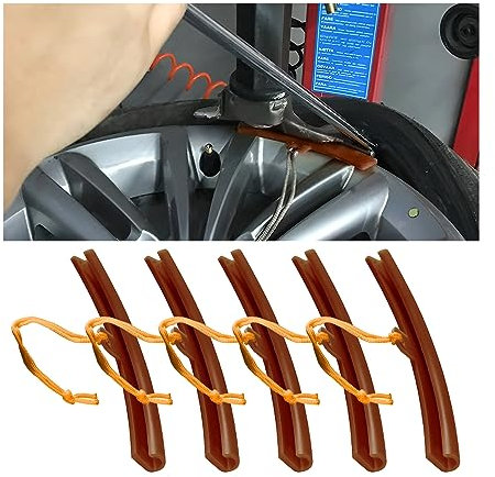 CGEAMDY 5 Pcs Protecteurs de Jante, Protection de Jante avec Trous et Cordes, Protecteur de Roue Changement, Voiture Pneu Garde Jante pour Montage des Pneus Auto, Bord Protection Jantes (Orange)