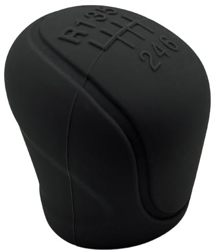 AUTOZOCO Funda Pomo Cambios Marcha Coche Antideslizante Negro, Cubierta de Perilla de palanca de Marchas, protector de pomo adherente, Funda palanca de cambios, Silicona, Universal, Negro, 6 Marchas