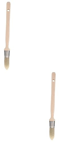 Housoutil 2stücke Farbkante Pinsel Mit Holzgriff Rundpinsel Für Ecken Und Kanten Zum Streichen Von Wänden Decken Und Möbeln Vielseitig Einsetzbar Für Malerarbeiten Und Tägliche