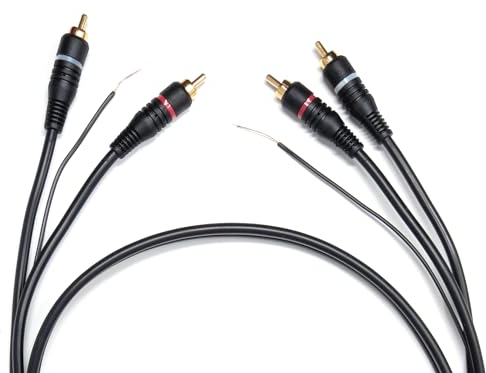 DRUT 1m Twin RCA to RCA Phono Turntable Mixer Ground Lead With Earth Terminals Cable (3.3ft.)