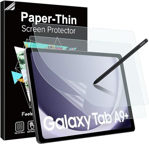 TiMOVO 2 Piezas Protector de Pantalla de Papel Compatible con Samsung Galaxy Tab A9 Plus 2023, Escribir Dibujar como en Papel, Pet Película Antideslumbrante para Galaxy Tab A9 + 11 Pulgadas Tablet