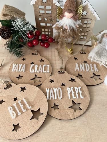Uvimark - Bolas de Navidad Personalizadas con Nombre - Pack 4 Decoración Árbol de Navidad Regalo - Regalo Original - Regalo Personalizado para Obsequiar en Navidad