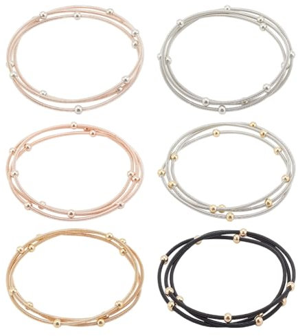 BENECREAT 18Pcs 6 Couleurs Bracelet à Cordes de Guitare, 5.8cm Bracelets en Perles D'Acier et Titane Empilables à Ressort pour les Fans de Guitare, Fabrication de Bijoux, 2 mm Largeur