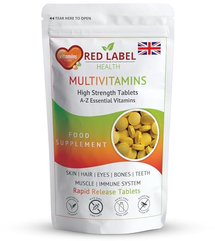 Red Label Health Multivitamin Tablets for Men & Women, 200 Tablets (6+ Months Supply), A-Z Multivitamins, Essential High Strength Supplement for Immune Support, One a Day Multivitamins