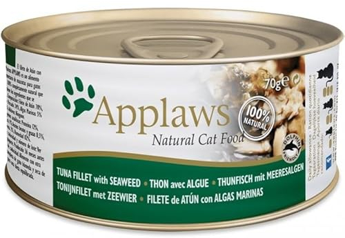 Applaws Nassfutter für Katzen, 24 Dosen x 70 g, verschiedene Geschmacksrichtungen, Senior Kätzchen, alle Altersgruppen (Thunfisch und Algen)