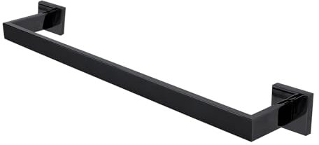 SUS304 Acciaio Inox Portasciugamani, Porta Asciugamani Bagno, Porta Asciugamano da Parete Porta, Installazione a Vite Appendi Asciugamani Bagno, Portasciugamani Singolo (Nero, 40CM)