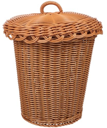 Amosfun Poubelle Tissée Légère Avec Couvercle Pour Rangement Et Décoration De Bureau À Domicile