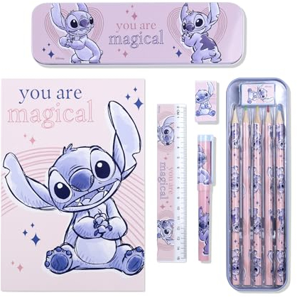 Disney Trousse Lilo & Stitch pour enfants avec crayons de couleur, fournitures artistiques, fournitures de papeterie, coffret cadeau
