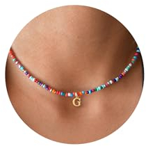 TINGN Teenager Mädchen Geschenke - Bunte Perlenkette Damen Buchstaben G Kette für Mädchen Perlen Kette Personalisierte Geschenke für Teenager 11 12 13 14 15 16 17 18 Jahre Geschenke Weihnachten