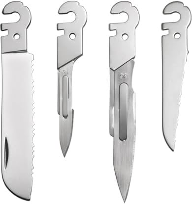 Roxon FT02 Build Your Own Multitool Accessory für Flex Multitool (4-tlg. Set mit kleiner gezackter Klinge, kleinem Skalpell #3, großem Skalpell #4, großer gezackter Klinge)